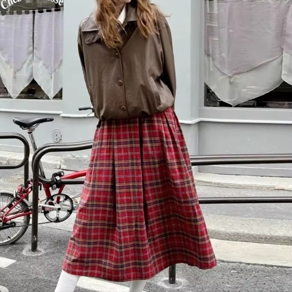 Vintage Plaid A-Line Skirt Grandmacore - Picture 12 of 14